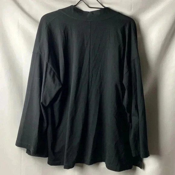 EILEEN FISHER WO SIZE LARGE OPEN FRONT CASUAL JACKET BLACK ORGANIC COTTON CLEAN - Picture 11 of 11